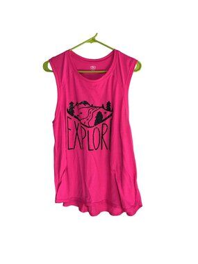 ATHLETIC APPARAL PINK EXPLORE GRAPHIC TANK TOP WOMENS SIZE XXL